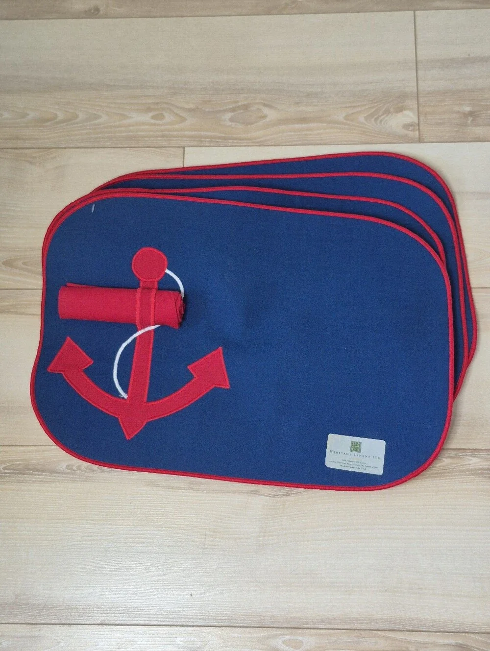 Set of 4 Heritage Linens Nautical Anchor Placemats with Napkins NWT